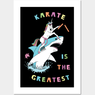 Karate Is The Greatest Unicorn Riding Shark Posters and Art